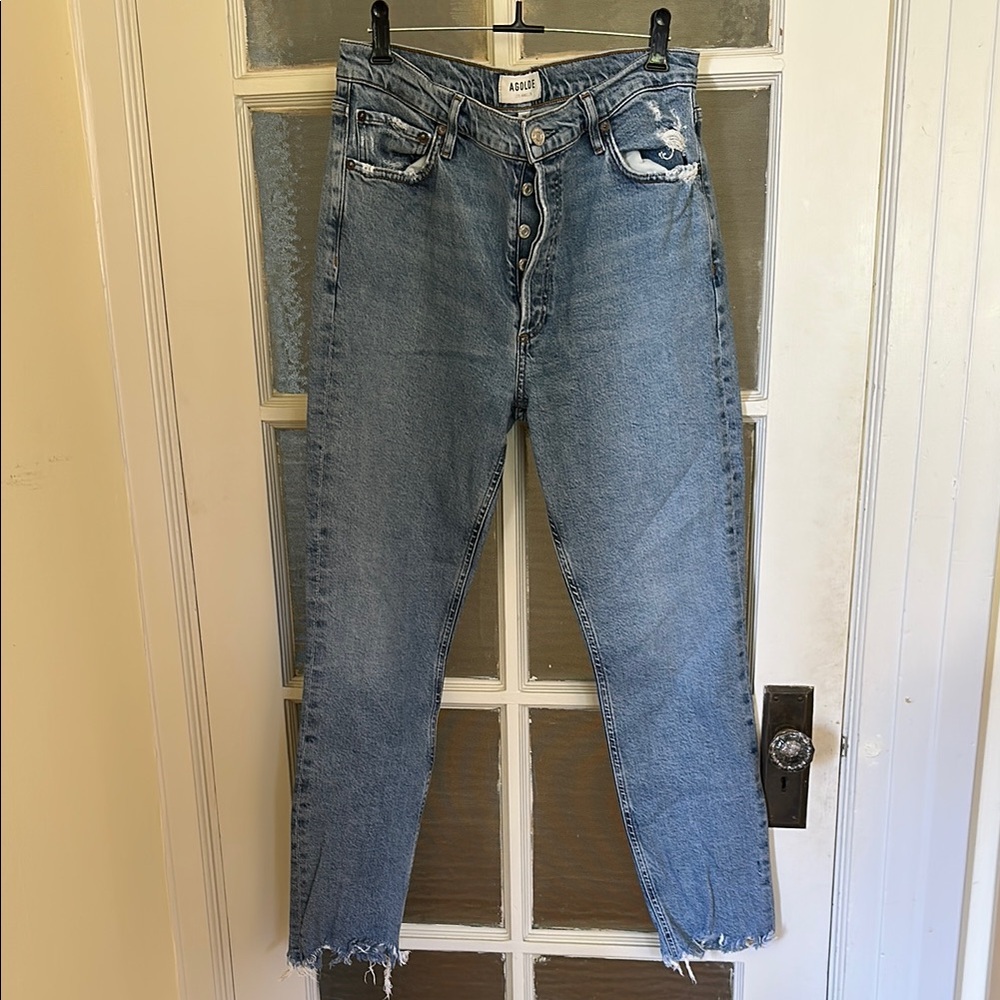 Agolde Women's Nico Distressed Blue Ankle Jeans Sz 29